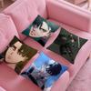 Anime Levi Ackerman Attack On TitanT Silky Short Plush with Invisible Zipper Dustproof Sofa Cushion Cover for Home Decor