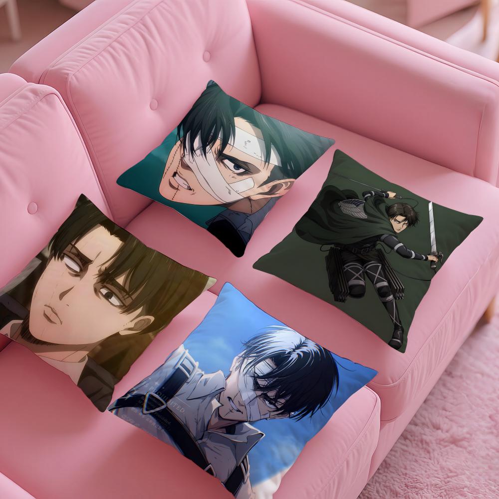 Anime Levi Ackerman Attack On TitanT Silky Short Plush with Invisible Zipper Dustproof Sofa Cushion Cover for Home Decor