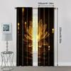 Golden Flowers Spring and Summer Blackout Polyester Birthday Party Use for aesthetic room decor 2pc Curtains