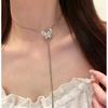 Elegant Rhinestone Butterfly Tassel Necklace with Adjustable Clavicle Chain