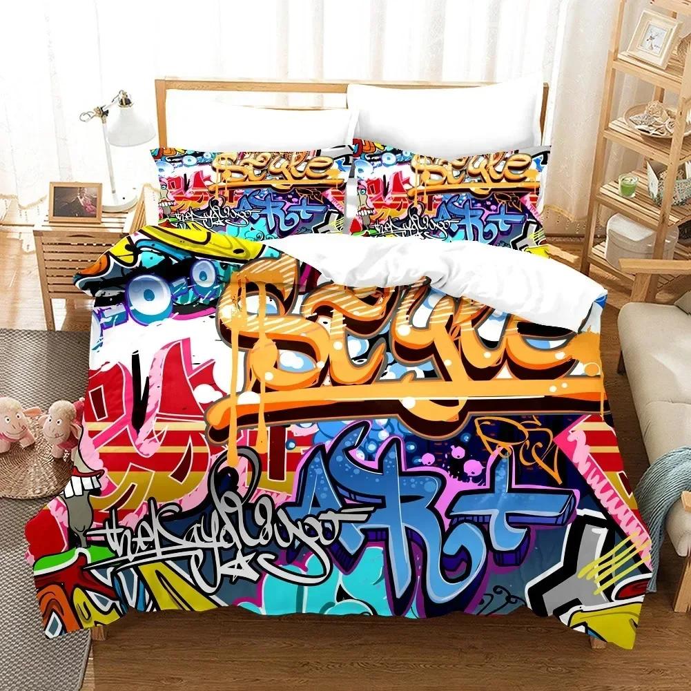 Top Hip-Hop Stil Bettwäscheset Kissenbezug Bettbezug Doppel Einzel Voll Queen King Erwachsene Jungen Bettwäsche Steppdeckenbezug