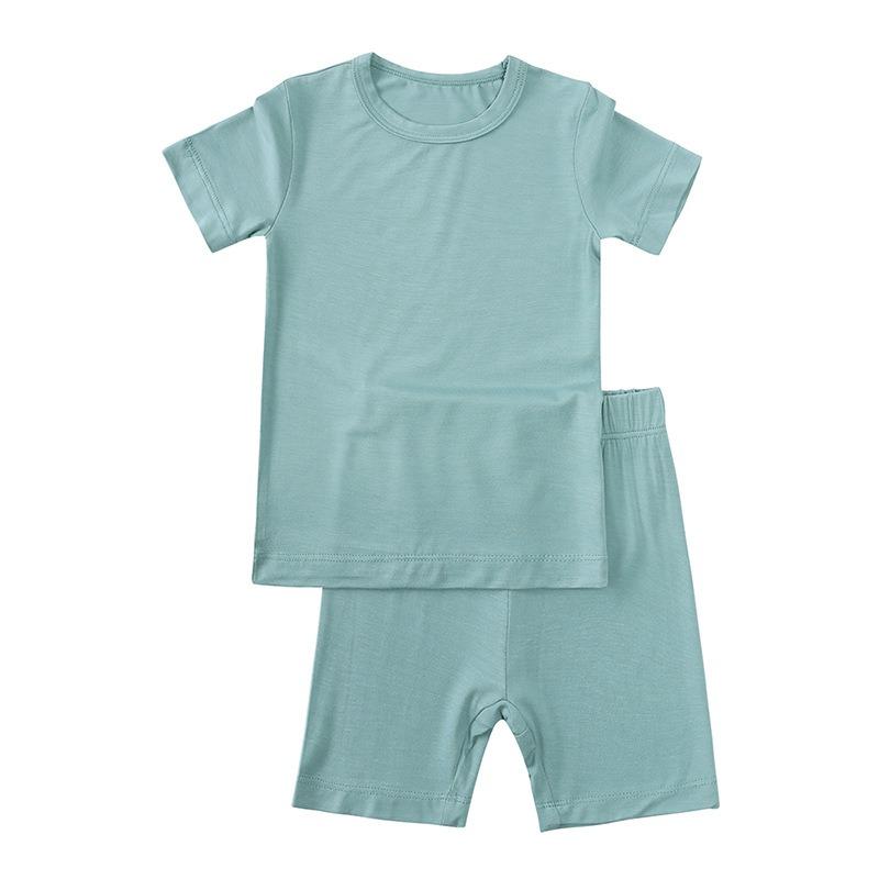 Bamboo Fiber Kids Boys Girls Clothes Set Breathable Pajamas Short Sleeve Top+Shorts Baby Loungewear Children's Sleepwear