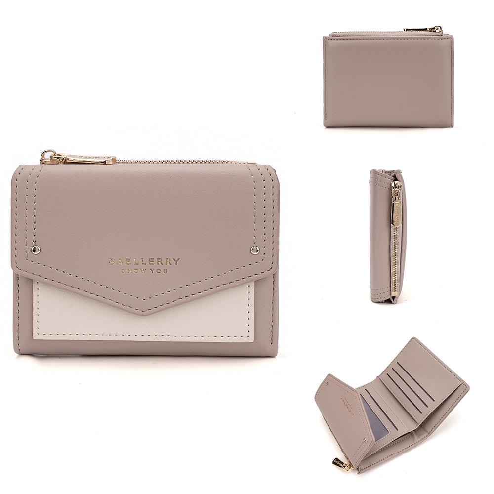 

Women s Baellerry Color Block Short Wallet - Fashionable Multi-card Slot Zipper Coin Purse Card Holder