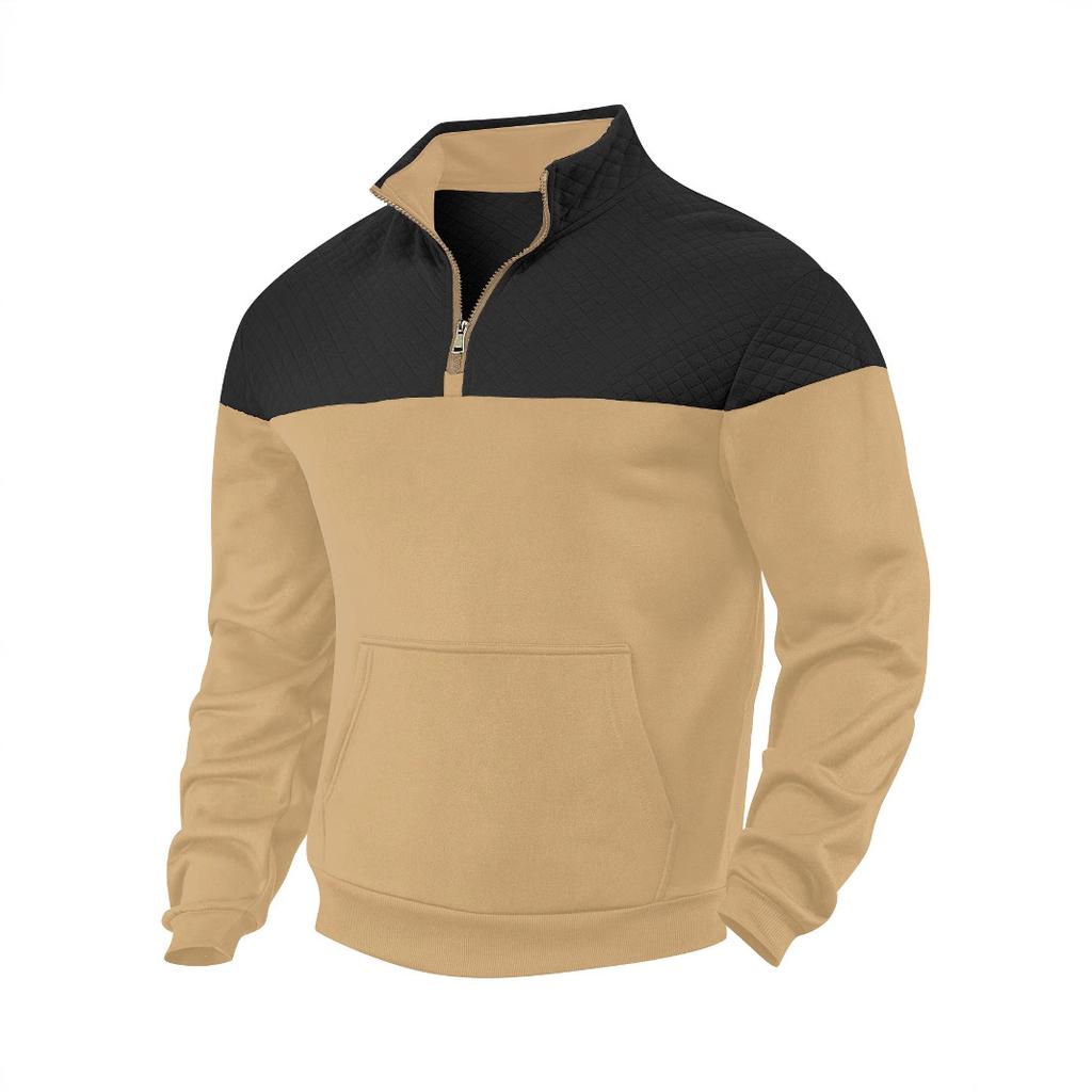 Herren Colour-Blocked Half-Zip Kapuzenpullover Outdoor-Mode Casual Sweatshirt