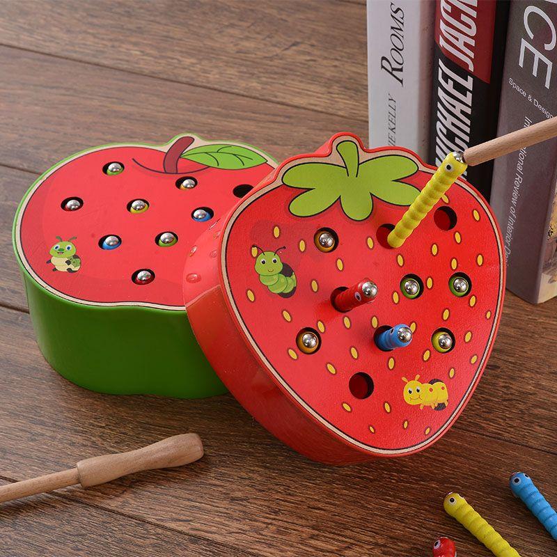 Infants and Children6-12Month Educational Magnetic Fishing Catch Bugs Game Montessori Wooden Toys Early Education1-3Years