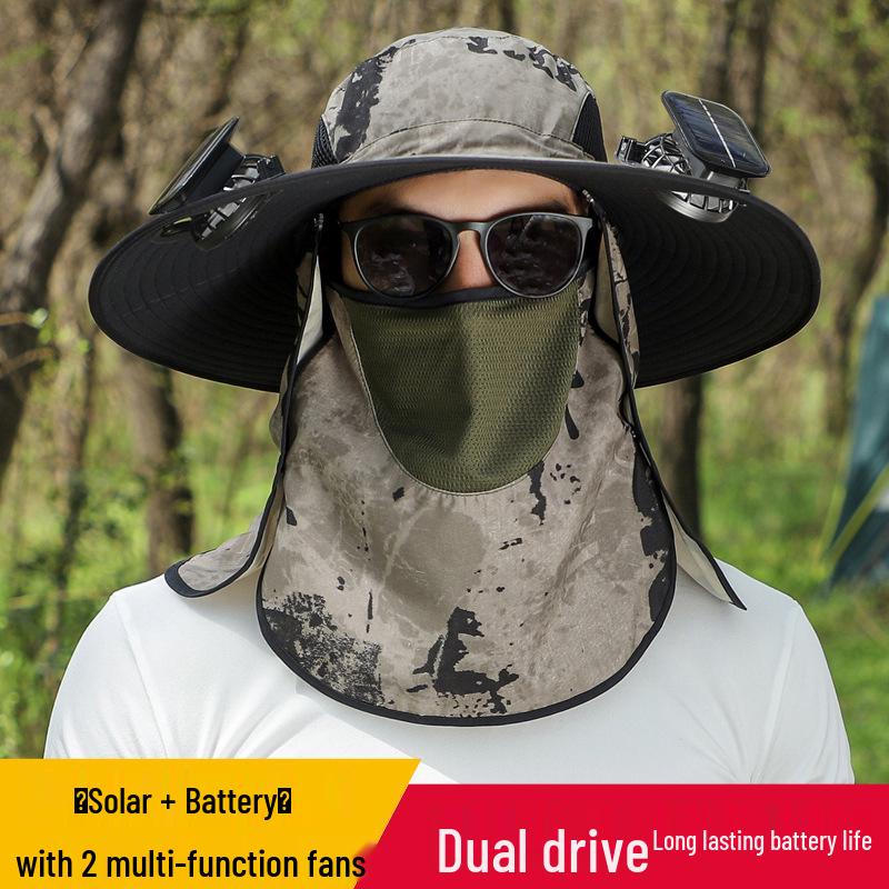Men's Solar-Powered Cooling Hat with Detachable Fan for Outdoor Work