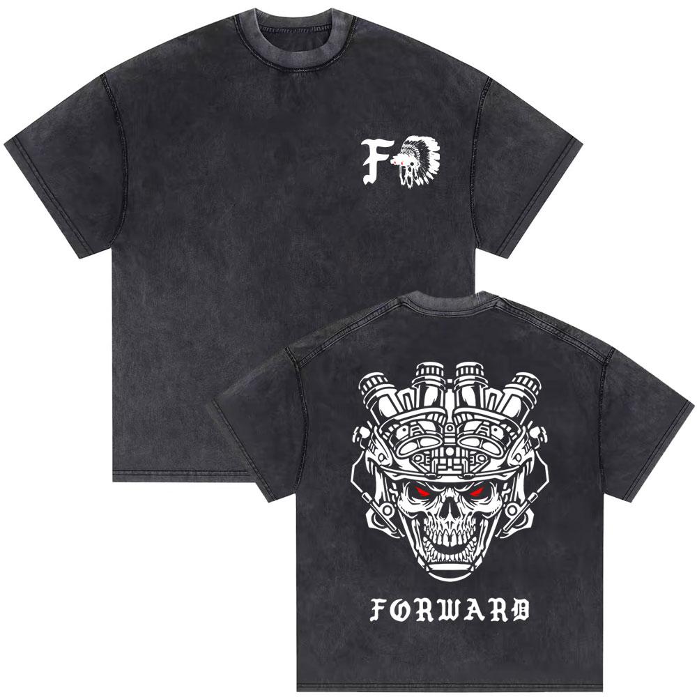 Washed Vintage Forward Observations Group Tshirt Skeleton Graphic T-shirts Men Women Rock Oversized Streetwear Tees