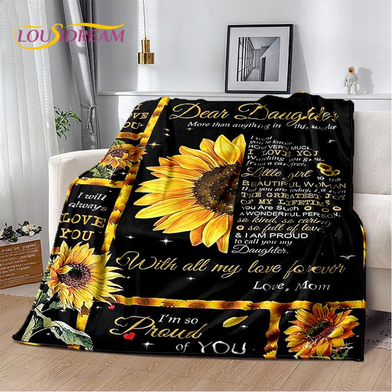 To My Daughter Son Grandedaughter Letter Christmas Present New Year Blanket,Soft Throw Blanket for Home Bedroom Bed Sofa Cover
