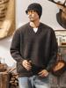 Men's Retro V-neck Wool Sweater: Winter Warmth and Plush Feel