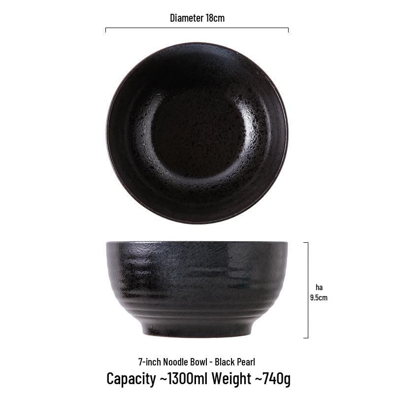 Japanese Ceramic Ramen Noodle Bowl - Large Conical Hat Design, Perfect for Instant Noodles, Soup, and Tableware.