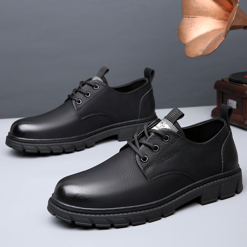 Fashion Leather Men's Shoes Lace Up Outdoor Casual Hiking Shoes Soft Sole Men Black Men Oxfords Shoes Zapatillas Hombre
