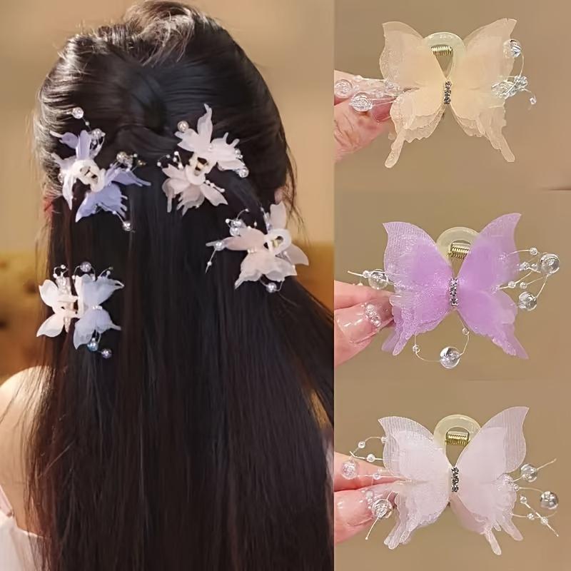 1PC Elegant Butterfly Hairpin Matching, Shark Clip Suitable for Ladies - High-end Sweet Hairpin