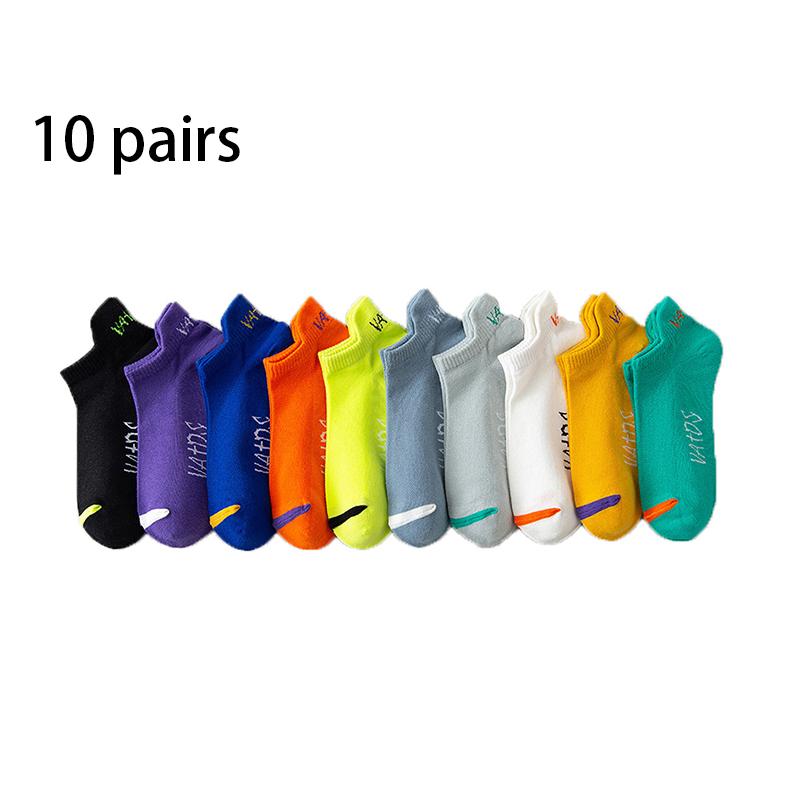 

5/10 пар мужских хлопковых коротких носков, спортивные носки, яркие цветные носки до щиколотки, модные дышащие носки для бега One Size