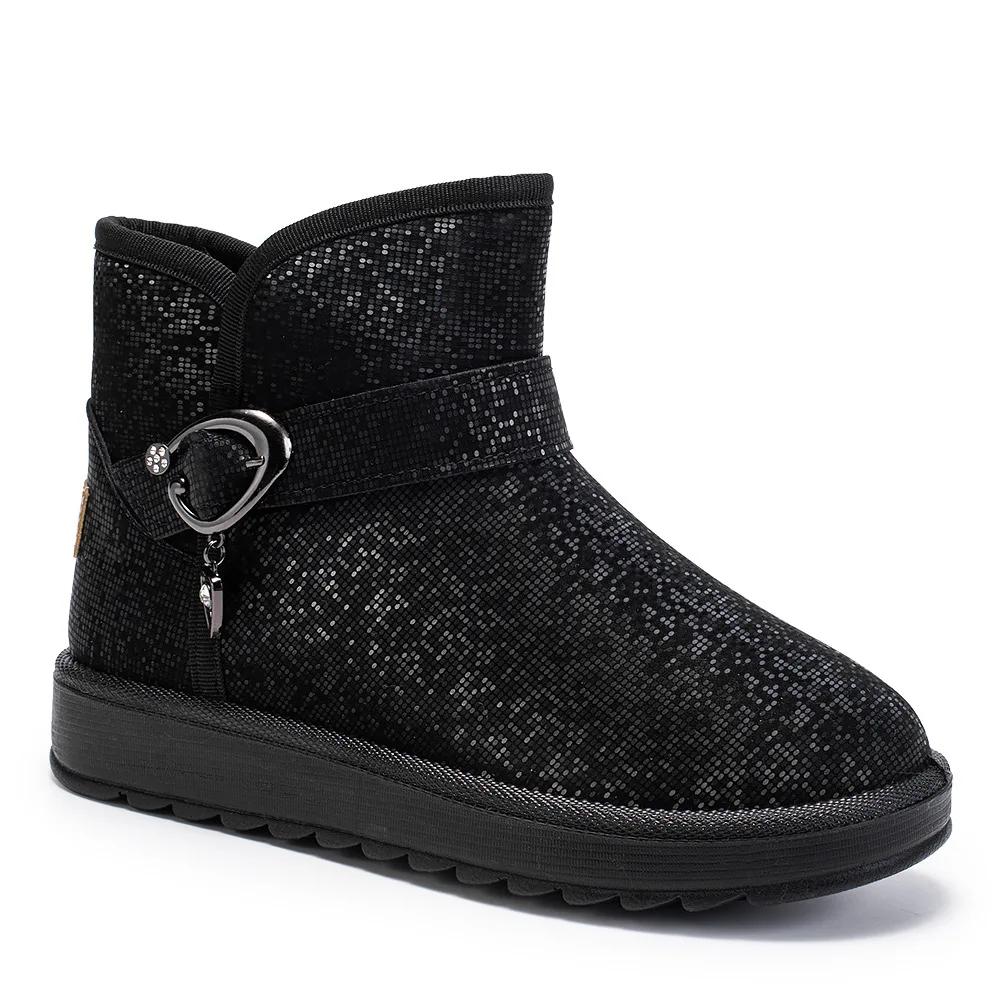 

Flats Snow Boots Women 2026 New Winter Plush and Thickened One Foot Cotton Shoes Women s Fashionable Short Botas Female zapatos 43 чорний