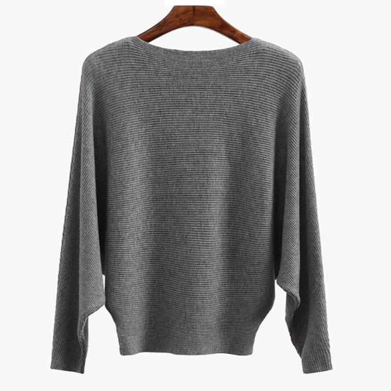 Spring Women's Loose-Fit Bat Sleeve One-Shoulder Sweater - Large Size, Long-Sleeved Top