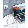 [100W]RAVIAD 3in1 charging cable short 50CM USB Type C multi cable PD 100W fast charging USB-C cable Can power 3 units simultaneously type c (100W)