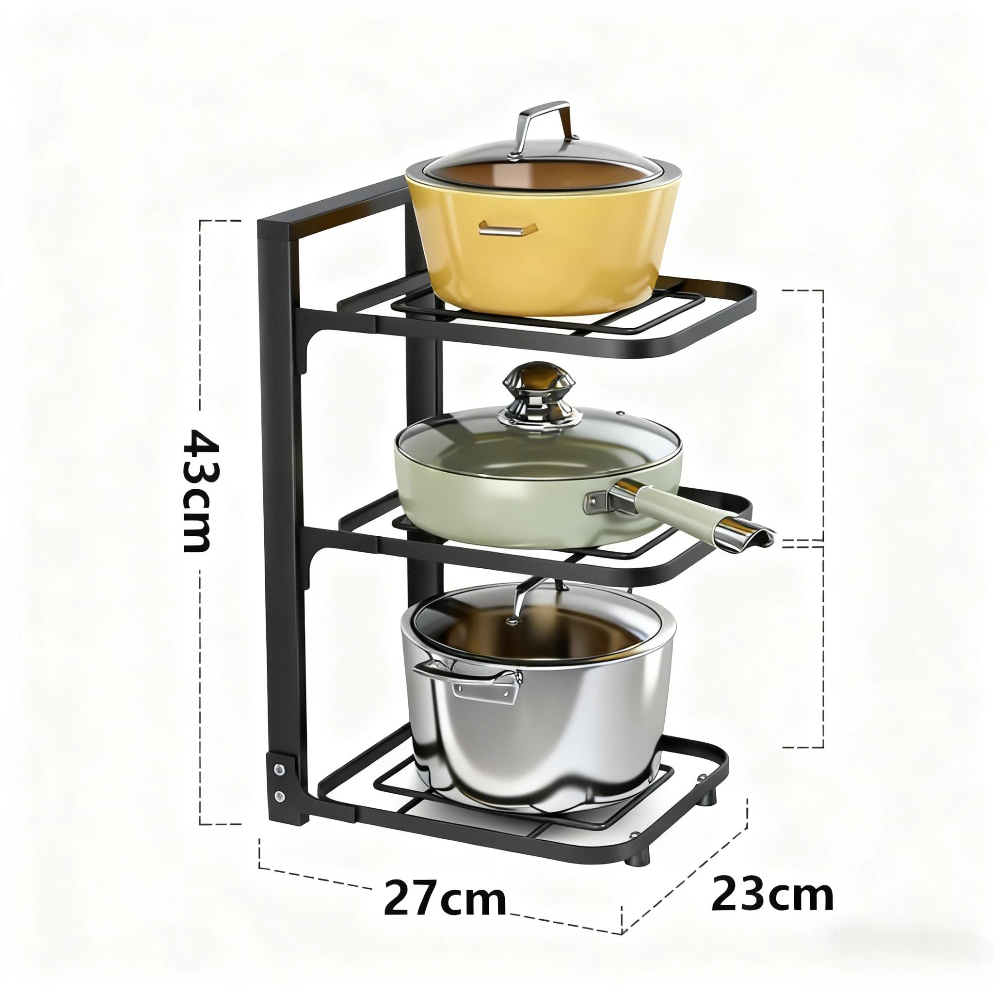 

Полка для кастрюль Многослойная полка для хранения кастрюль Кухонная полка из нержавеющей стали Раковина Стойка для хранения кастрюль и сковородок Многослойная бытовая полка для хранения кухонного пространства Экономия места