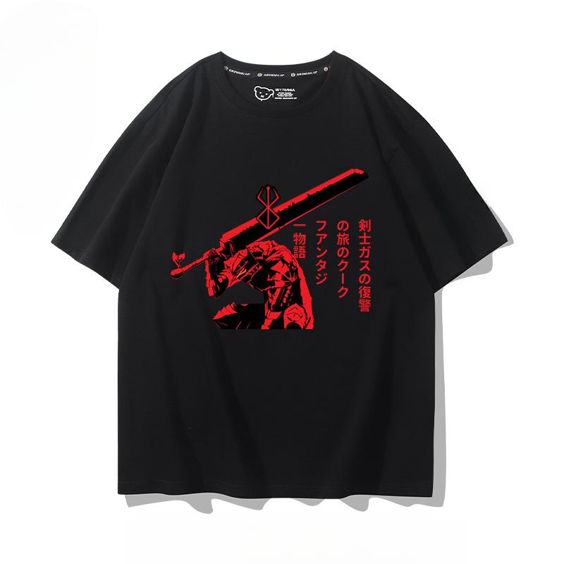 Berserk anime potisk osobnosti letní pánské 100% bavlna krátký rukáv venkovní ležérní pohodlné streetwear