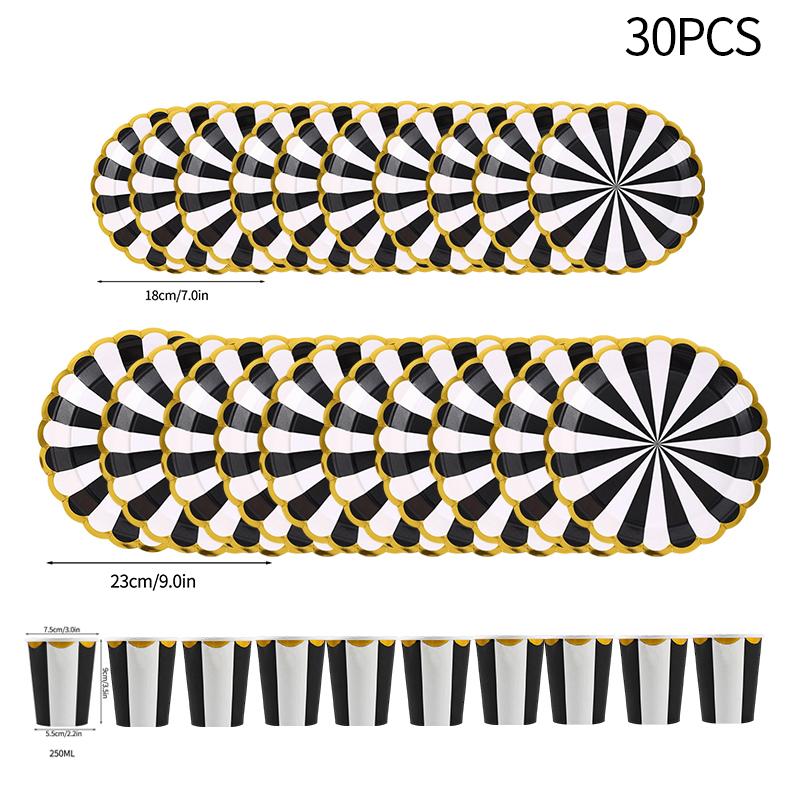 30pcs Disposable Plates Cups Birthday Decoration Disposable Tableware Disposable Party Dish Baby Shower Camping Disposable Cups