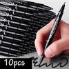 10Pcs Oily Waterproof Twin Tip Marker Black Ink Drawing Pens New Oil Marker Pen Office Supplies