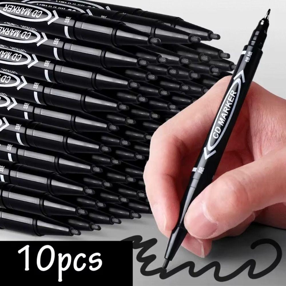 10Pcs Oily Waterproof Permanent Marker Black Ink Oil Marker Pen New Drawing Pens  Office Supplies