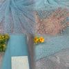 1 Yard Luxury Heavy Embroidery Pearl Sequin Bead Fabric Gorgeous African Gauze Lace Fabric DIY Handmade Wedding Dress Garments
