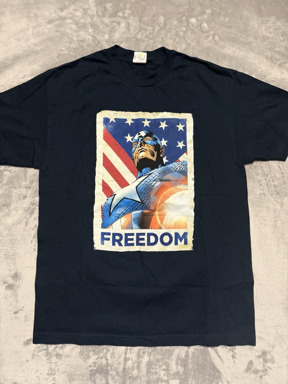 Marvel Captian America Freedom Design Blue Short Sleeve L T-Shirt S разноцветный
