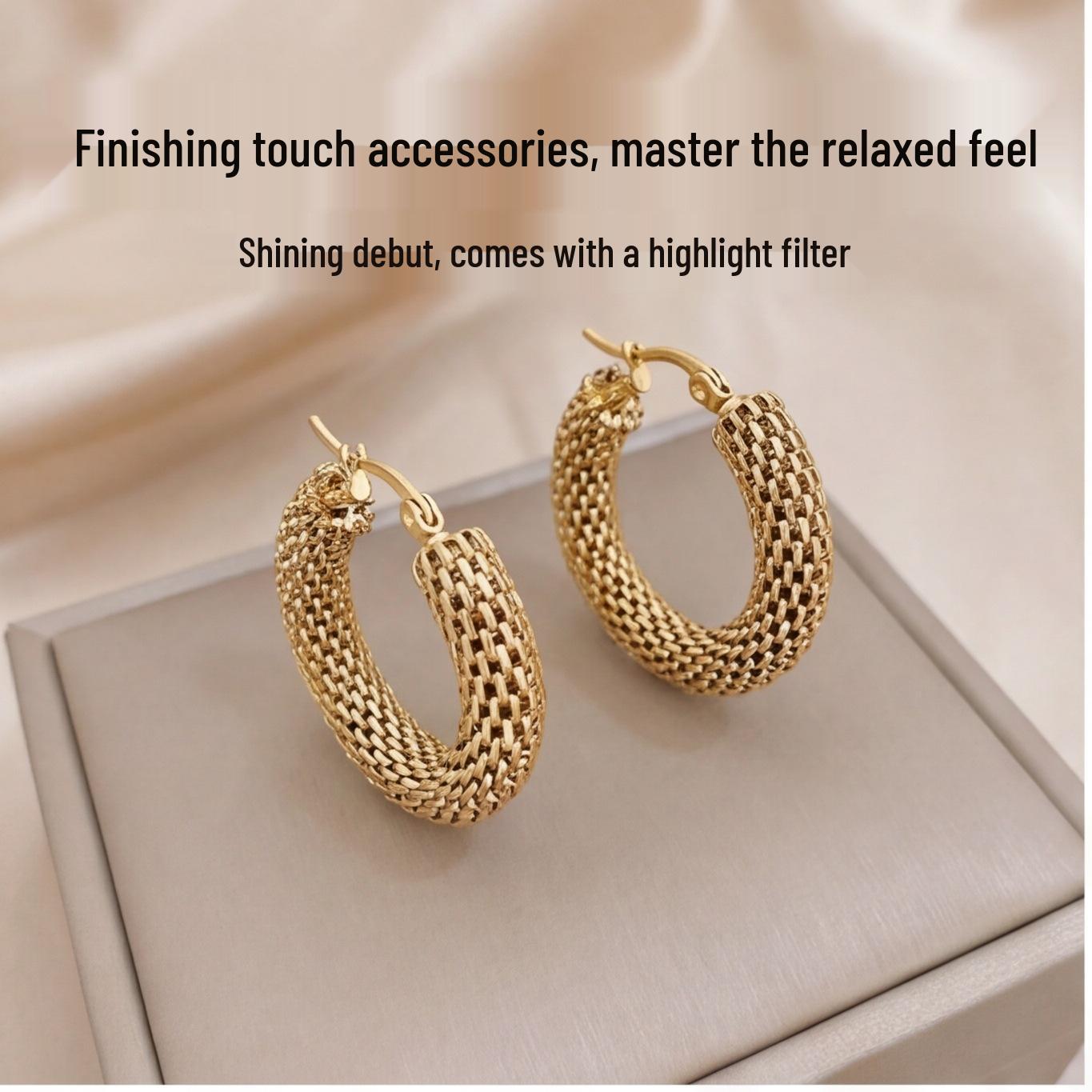 Women s Stainless Steel Snake-Shaped Hollow Geometric Earrings – Retro European and American Style 18K