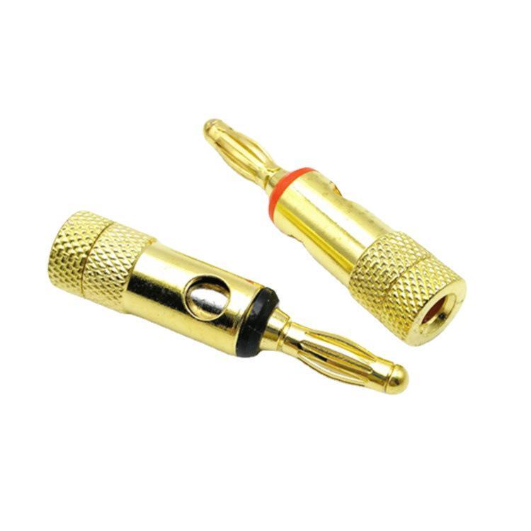 Gold-Plated Solderless 4MM Banana Speaker Plug Connector