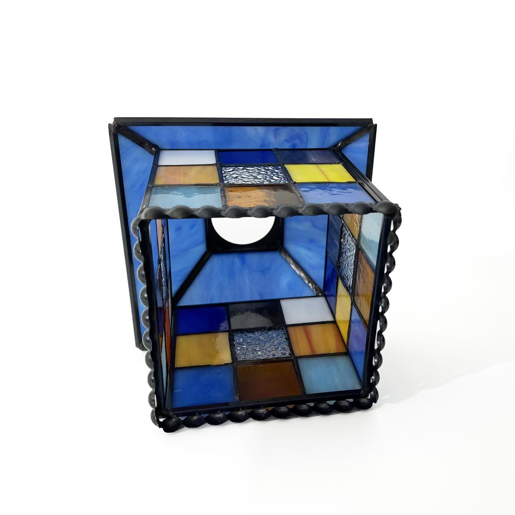 Stained glass square house lampshade, geometric pattern lampshade, wall lamp, chandelier lampshade, replacement lampshade