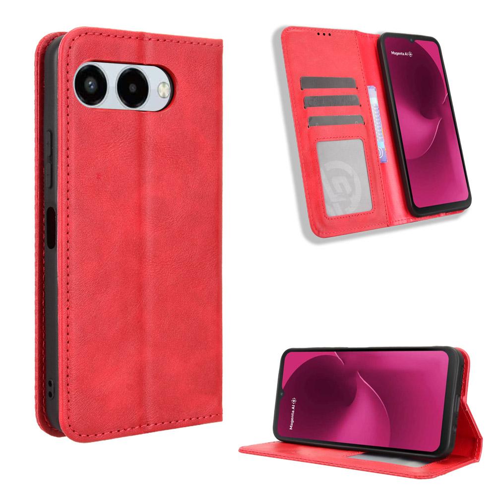 

For T-Mobile T Phone 3/T-Mobile REVVL 8 Leather Case Wallet Stand Retro Texture Phone Cover