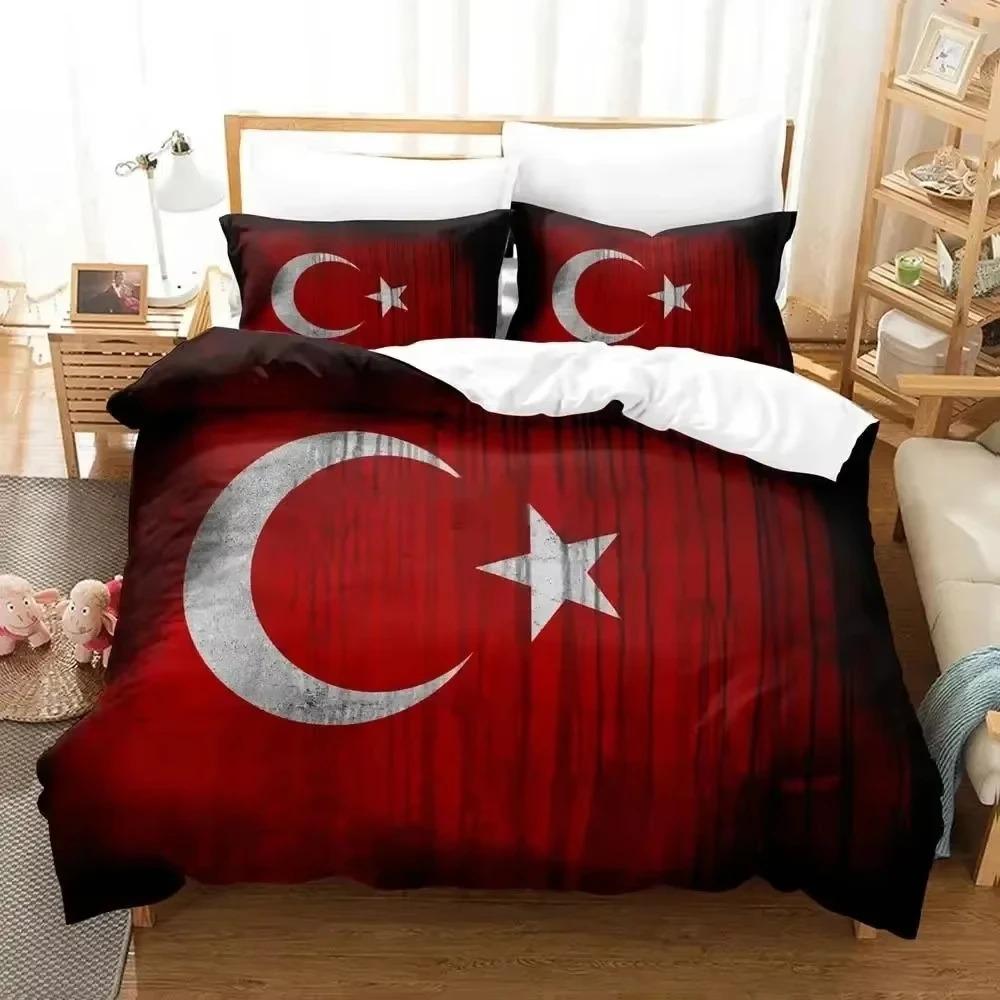 Fashion 3d Print Turkey Flag Bedding Set Duvet Cover Bed Set Quilt Cover Pillowcase Comforter King Queen Size Boys Adult Bedding