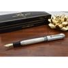 Xezo Maestro Fountain Pen, Medium-Fine Nib (0.45mm) Gift of Writing Series, 925 Sterling Silver & White Mother of Pearl, Handcrafted,