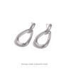 Minimalist Double-Layer Oval Geometric Silver Stud Earrings with Ear Clip