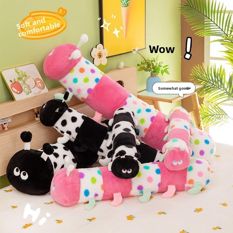 Cute Long Caterpillar Cushion With Short Plush Cover For Kids Room Decoration