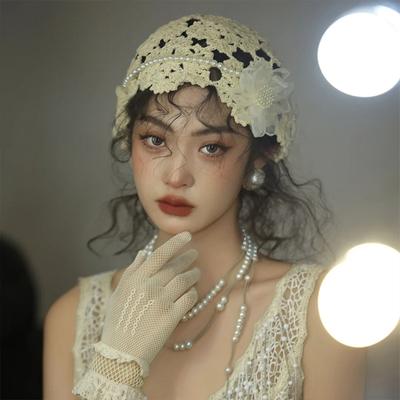 Photography Prop Sweet Flower Hollow Hat Elegant Floral Women's Hat Hollow Headed Hat