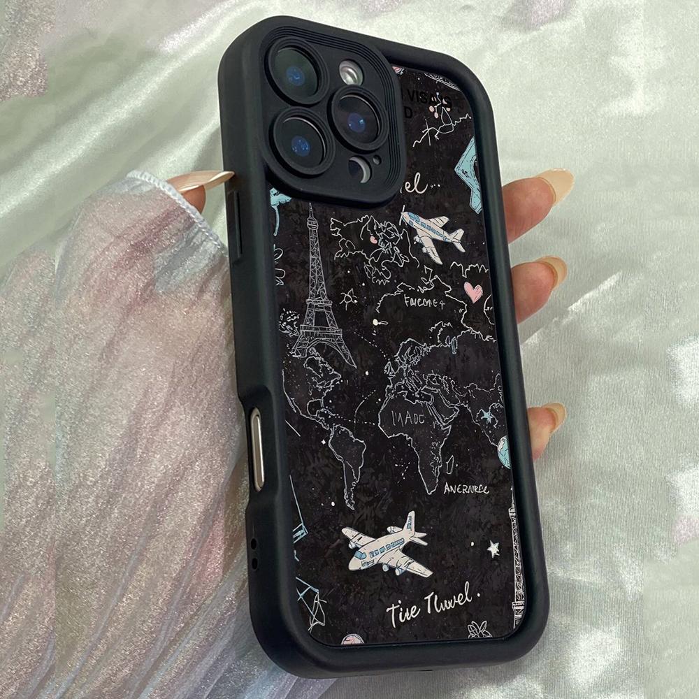 JT14 Amazing Travel Map Phone for for iPhone 17 16 Pro Max Samsung S26 S25 Ultra A17 A16 A26 A07 Xiaomi 15T Redmi Note 14 Pro Plus Soft TPU Case Cover