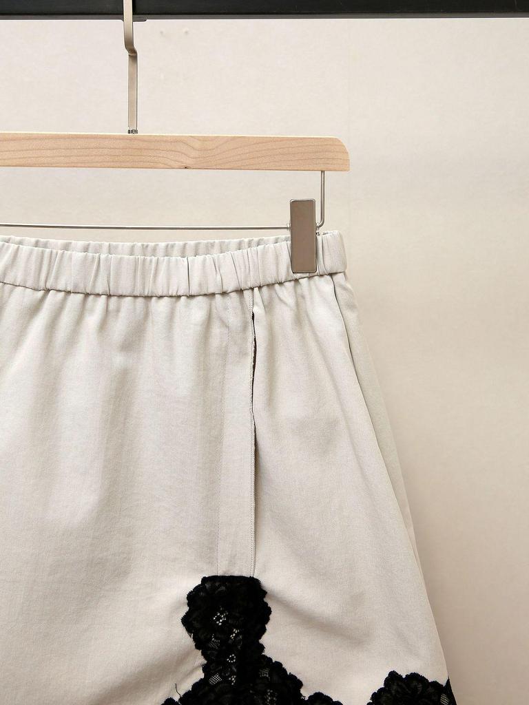 Elegant Autumn French-Style A-Line Lace Midi Skirt