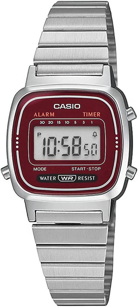 CASIO LA670WA-4 Digital Watch Silver x Bordeaux Women's Overseas Model