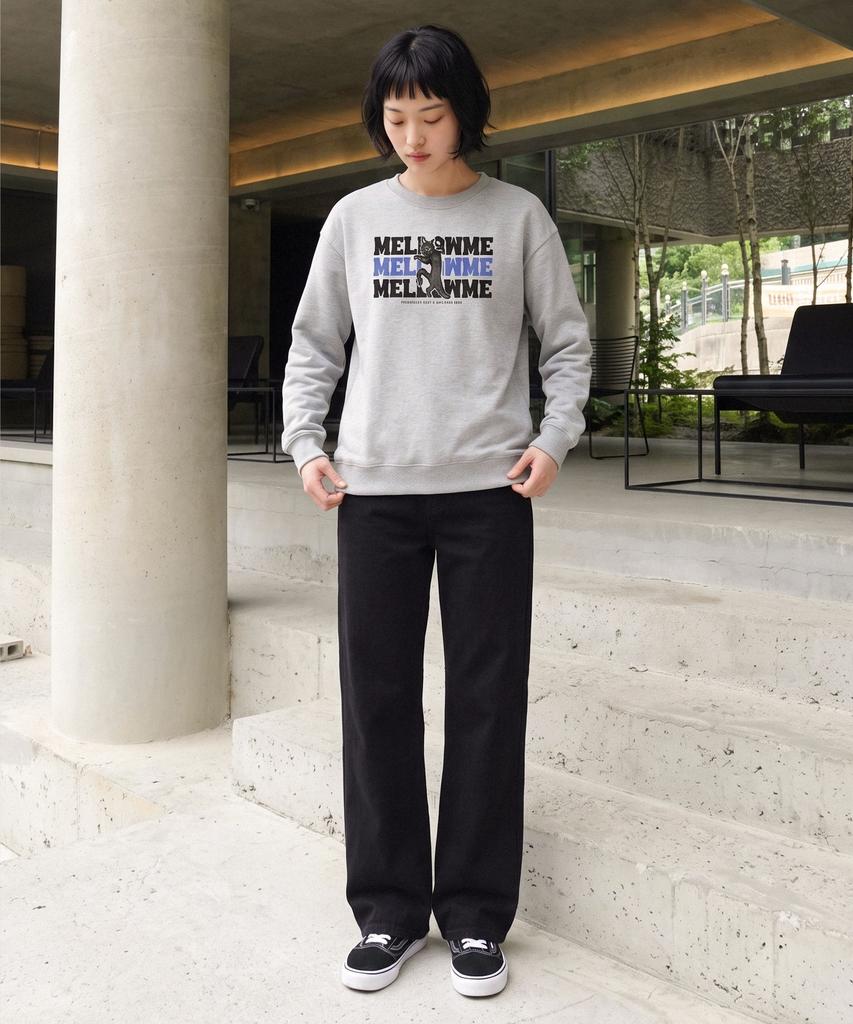 TENBLADE Premium Double-Sided/Fleece-Lined Mellow Cat Semi-Overfit 2-Color Graphic Sweatshirt
