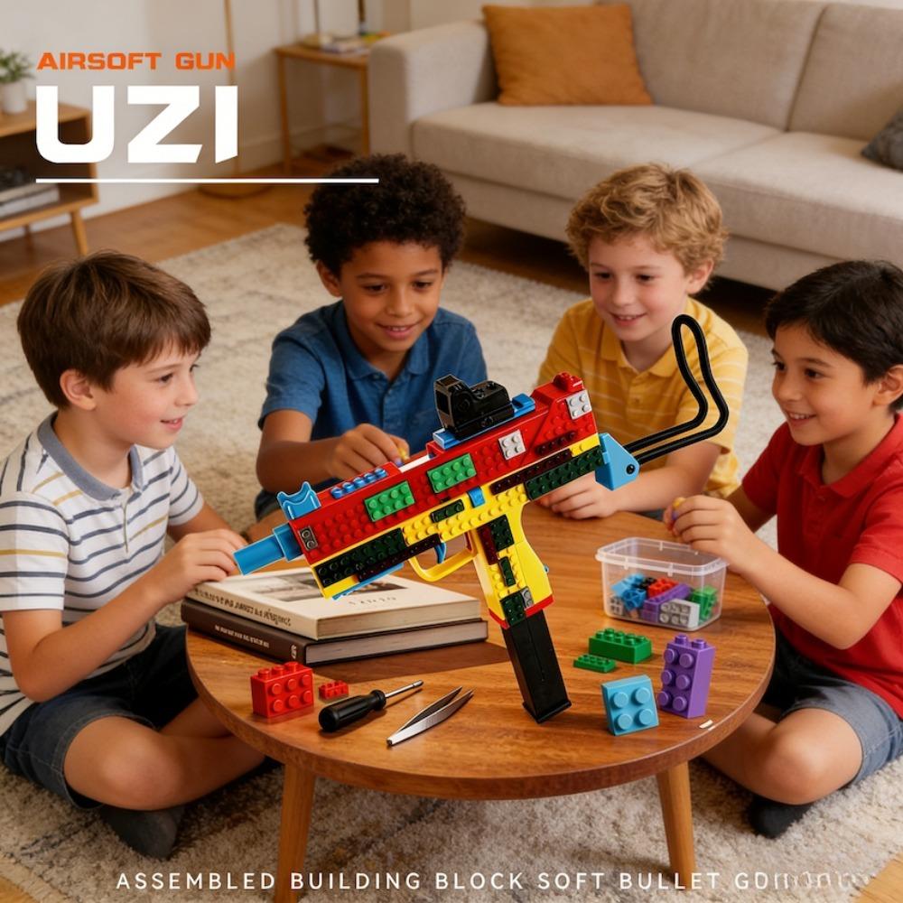 Building Block Continuous Firing Toy Gun Can Be Fired Shell Throwing Empty Hanging Gun Model Outdoor Game for Boys Adult