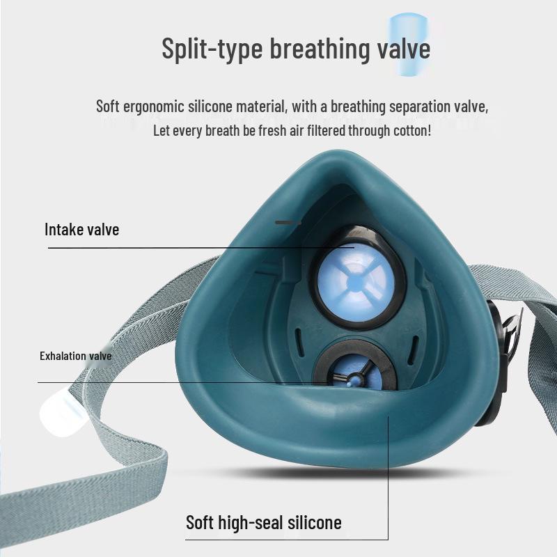 Full Face Dustproof Protective Mask for Industrial Use with Breathing Filter and Cotton Decoration