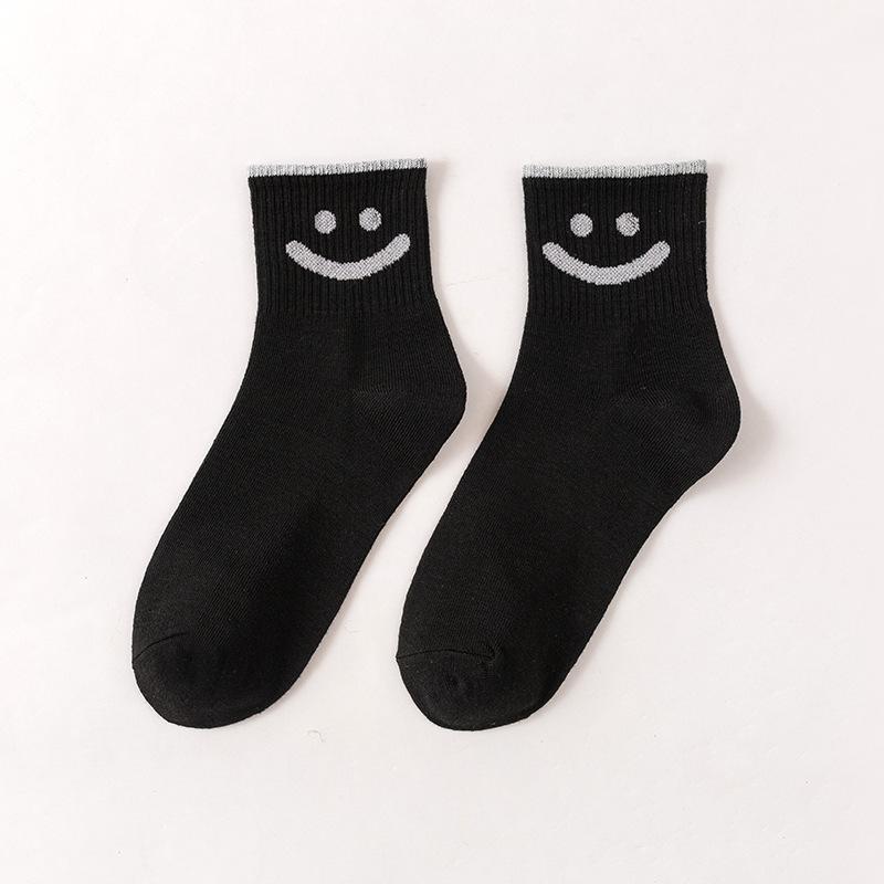 10 Pairs of Ladies Casual Cartoon Cute Smiling Face Cotton Mid Tube Socks