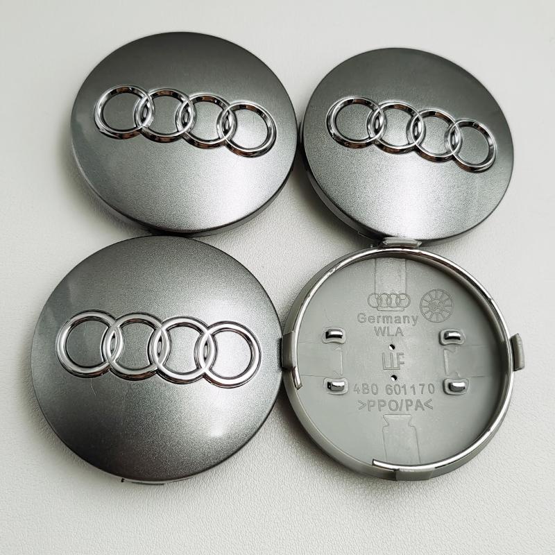 4ks Pro znak Audi 4B0601170 A1 A3 A4 A5 A6 Autopříslušenství 60mm Černá Šedá Stylingový odznak na auto Krytky středů kol Víčka ráfků