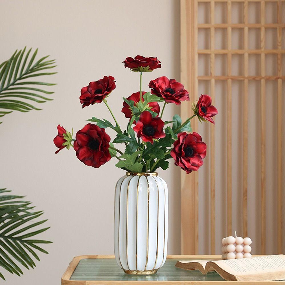 

Искусственный шелк ручной работы анемоны реалистичные искусственные цветы 3 головки анемоны для внутреннего и наружного декора