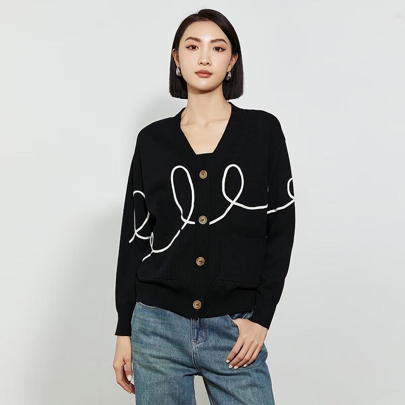 

TATU Women s Colorblock Stripe Long Sleeve Knit Cardigan S