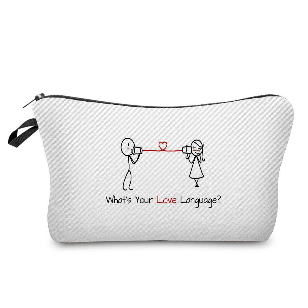 Women Love Print Cosmetic Bag Toiletries Organize Travel Storage Case  6385