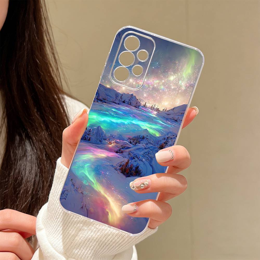 Northern Lights  Phone Case Transparent Silicone Soft For Samsung S25,S24,S21,S22,S23,S30,Ultra,S20,Plus,Fe