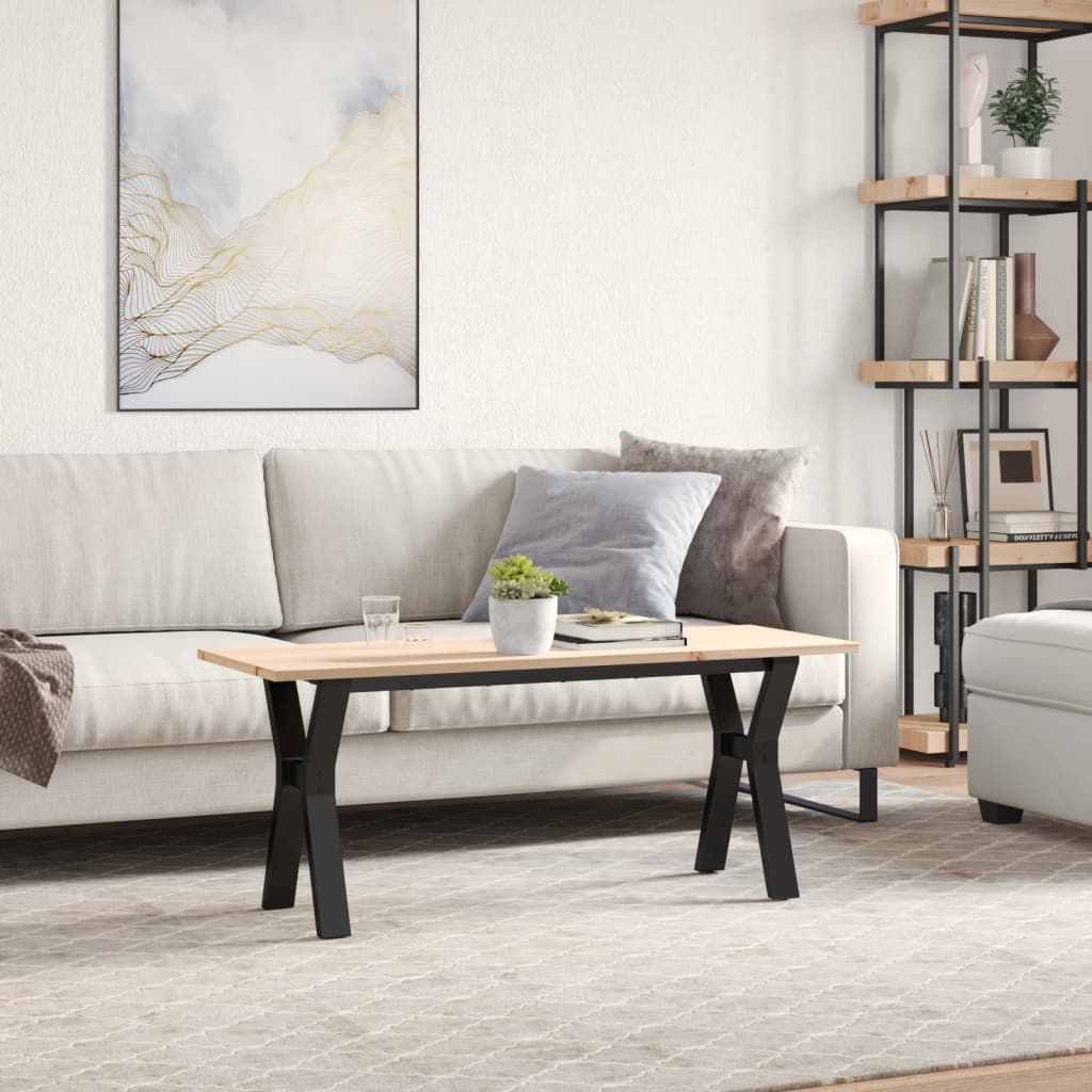 Coffee Table with Y shaped Frame 110 x 40 x 45 cm Solid Pine Wood & Steel