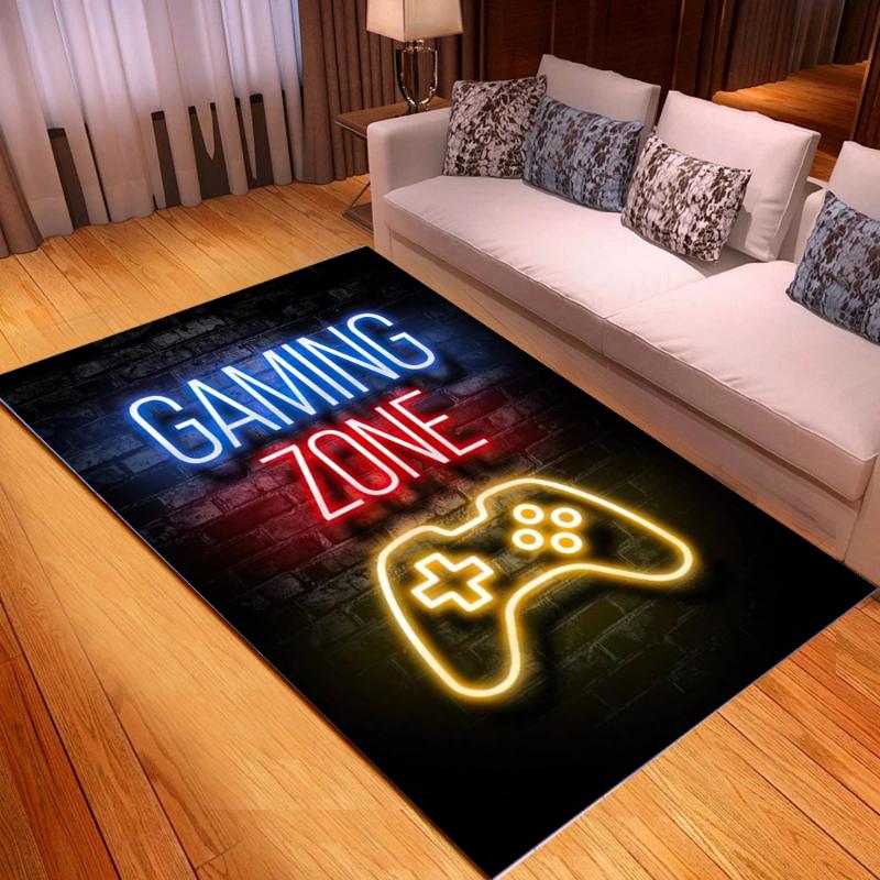 Gamepad Symbol Carpet for Gaming Rooms Bedroom Living Room Decor Non-slip Carpets Machine Washable Floor Mats Area Rugs